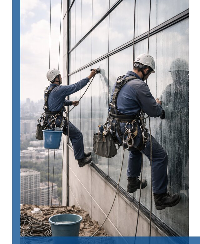 Профессиональная мойка фасадных окон альпинистами в Богородицке