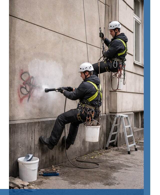 Удаление граффити с фасада в Богородицке от 4809 р. | ВЫСОТНИК-Бгд