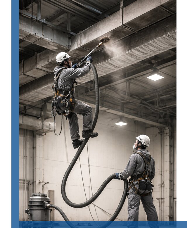 Обеспыливание потолочных конструкций в Богородицке промышленным альпинизмом