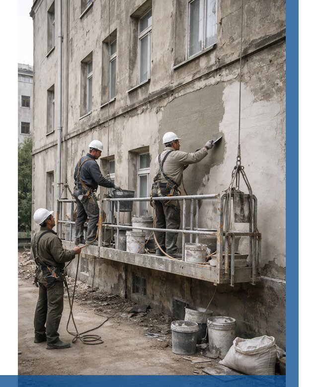 Капитальный ремонт фасада в Богородицке от 4488 р. | ВЫСОТНИК-Бгд