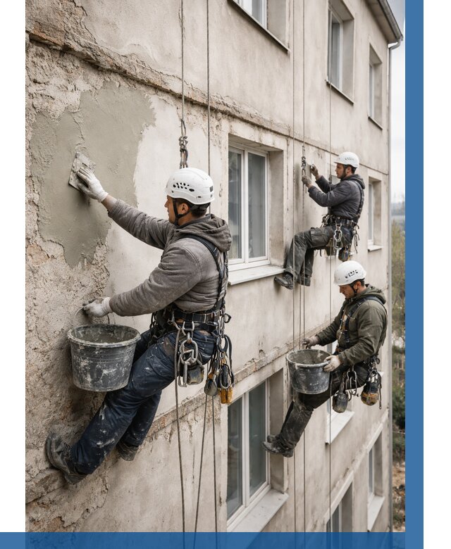 Ремонт штукатурного фасада в Богородицке от 801 р. под ключ | ВЫСОТНИК-Бгд