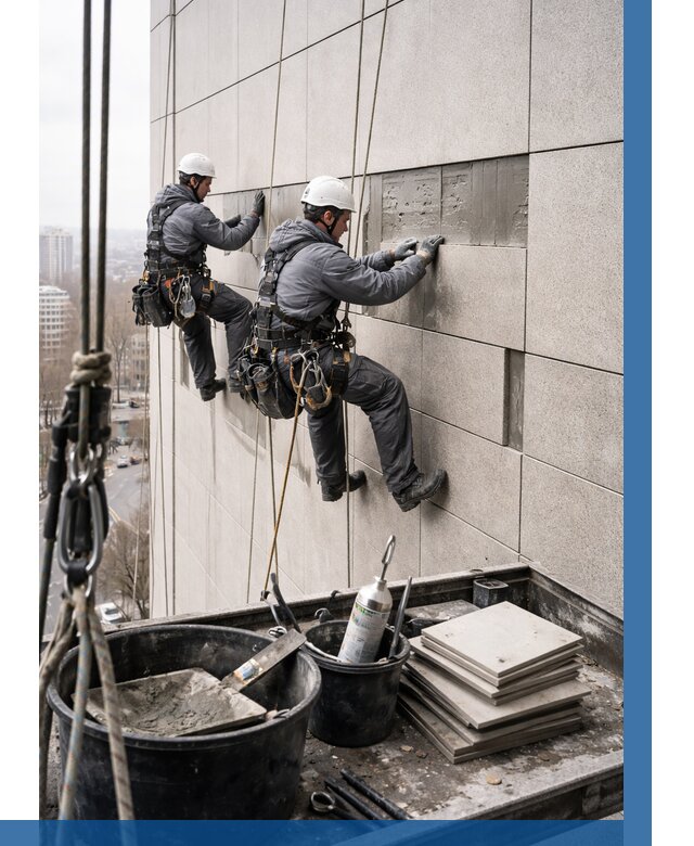 Ремонт фасада из керамогранита в Богородицке от 2672 р. | ВЫСОТНИК-Бгд