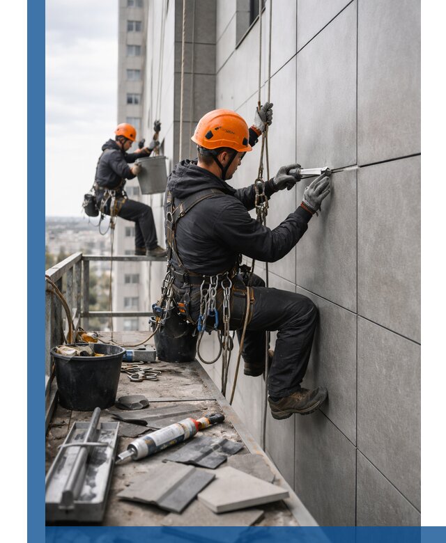 Профессиональный ремонт фасада из керамогранита в Богородицке