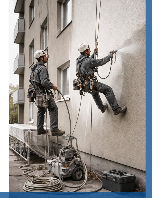 Безвоздушная покраска фасада в Богородицке от 235 р/м² | ВЫСОТНИК-Бгд