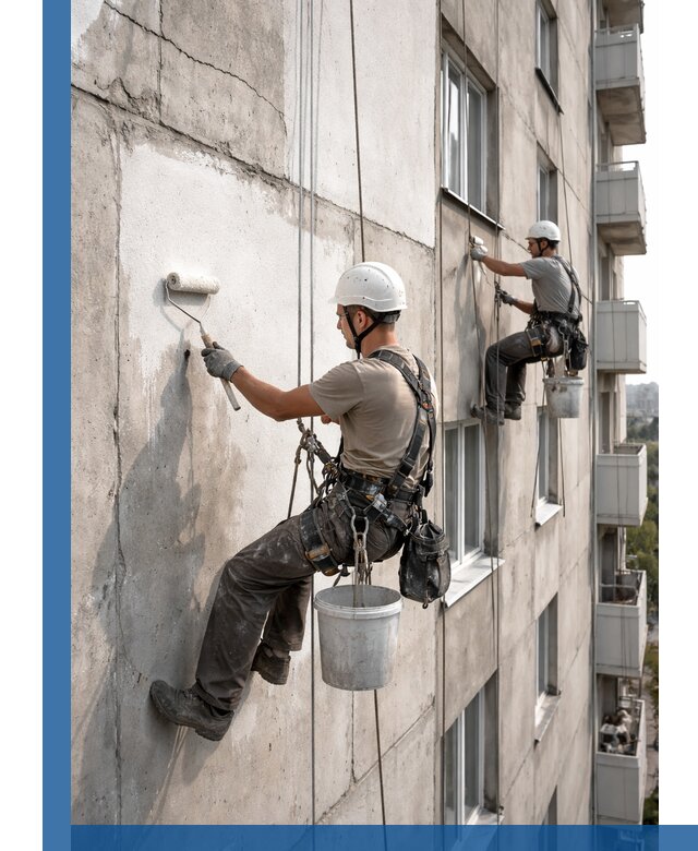 Покраска бетонного фасада в Богородицке для жилых и промышленных объектов