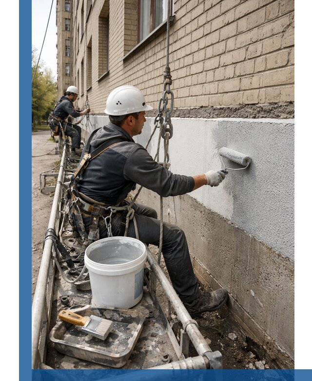 Окраска цоколя здания в Богородицке профессионально и надежно