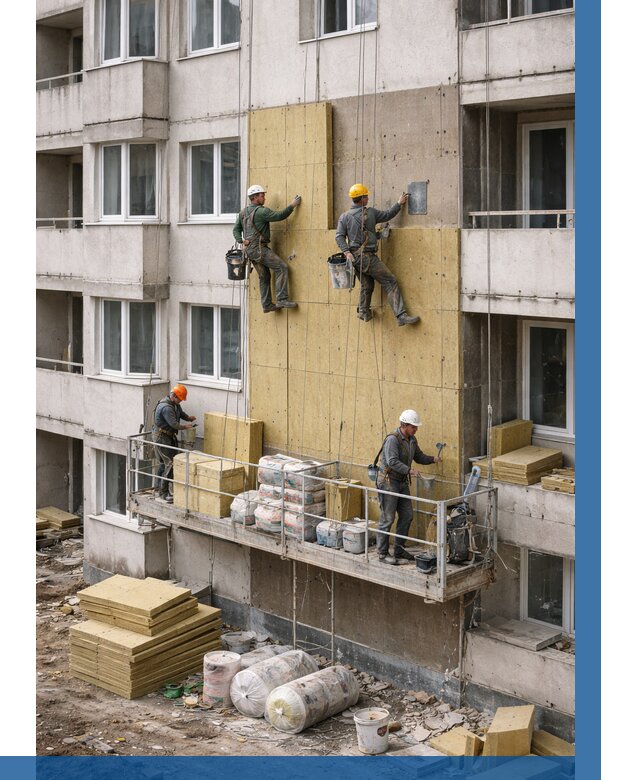 Утепление фасада минватой в Богородицке от 1603 р. | ВЫСОТНИК-Бгд