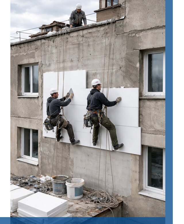 Утепление фасада пенополистиролом в Богородицке от 1923 р. | ВЫСОТНИК-Бгд