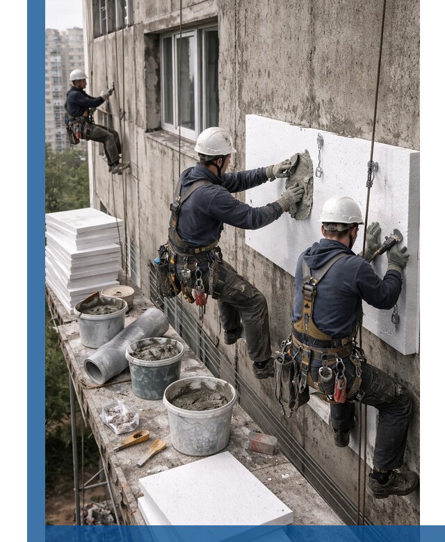 Утепление фасада пенополистиролом в Богородицке под ключ