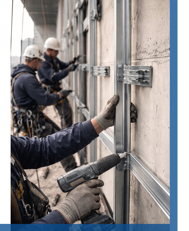 Монтаж подсистемы вентфасада в Богородицке от 908 р. | ВЫСОТНИК-Бгд