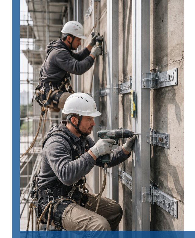 Монтаж и крепление подсистемы вентфасада в Богородицке