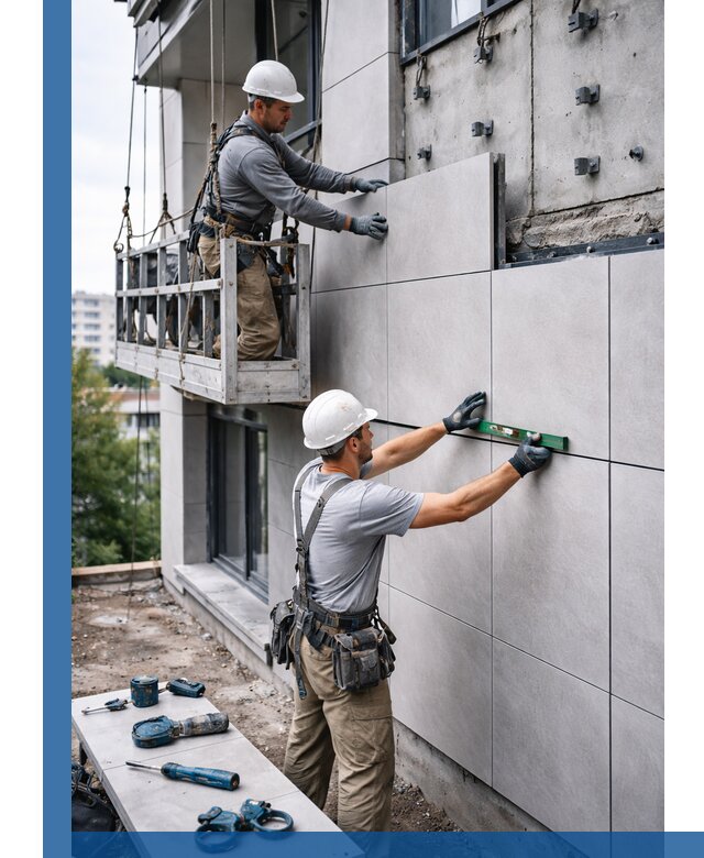 Монтаж керамогранита на фасад в Богородицке под ключ с гарантией качества