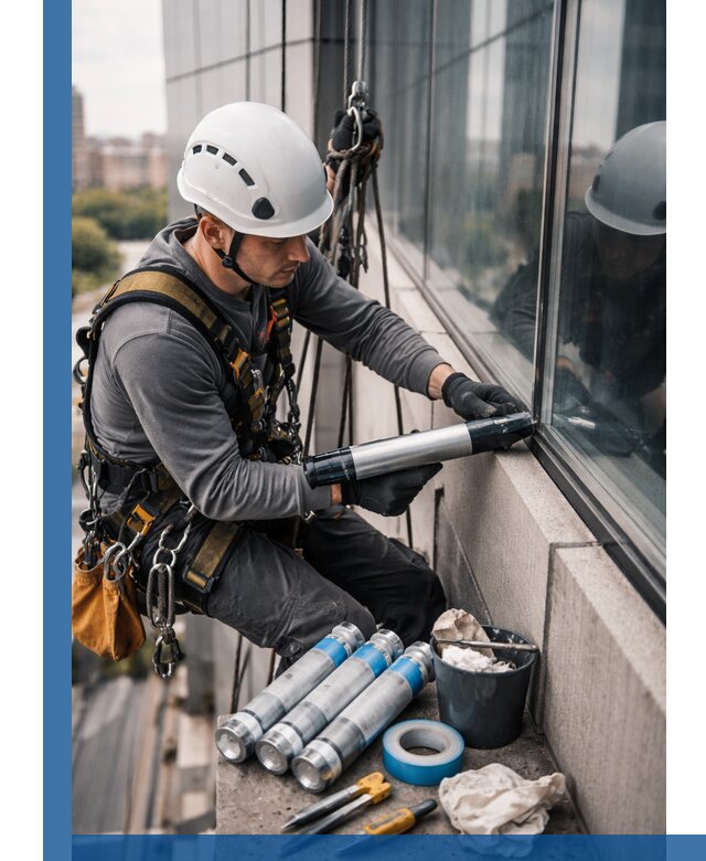 Герметизация стыков витража в Богородицке для герметичных фасадов