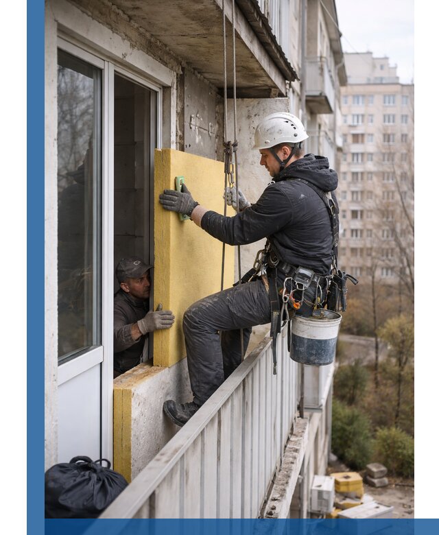 Профессиональное утепление балкона снаружи в Богородицке под ключ