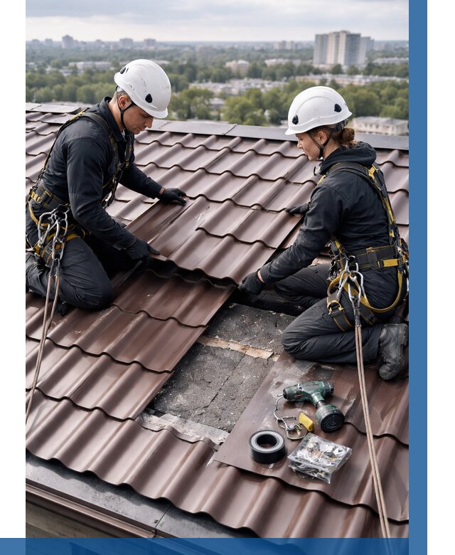 Ремонт металлочерепицы на крыше в Богородицке от 962 р. | ВЫСОТНИК-Бгд