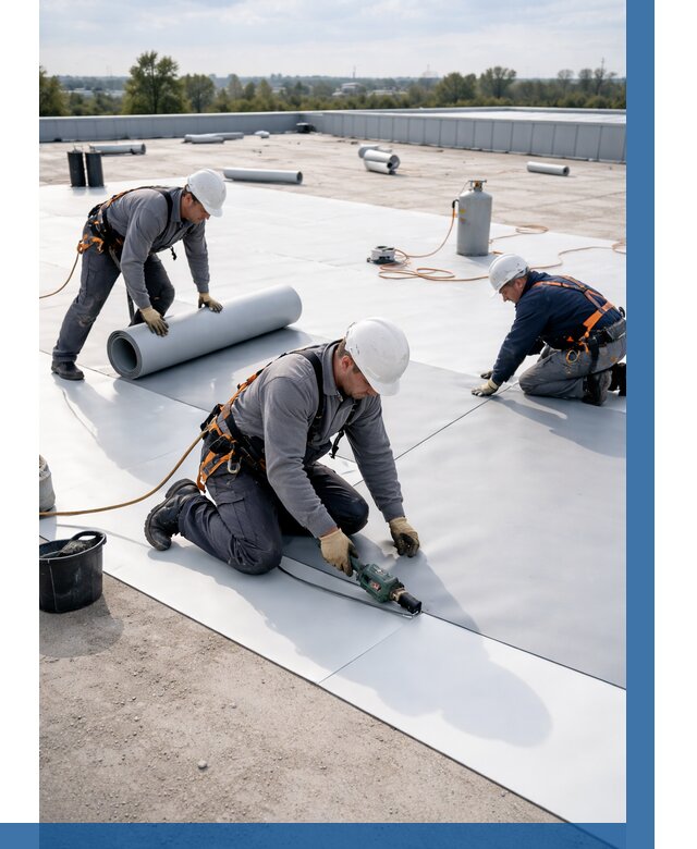 Монтаж мембранной кровли под ключ в Богородицке от 1282 р. | ВЫСОТНИК-Бгд