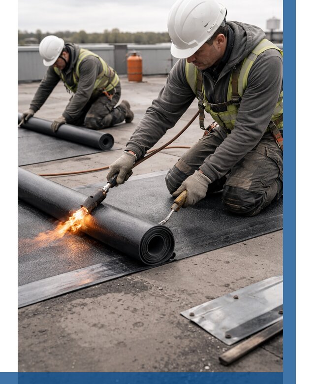 Монтаж наплавляемой кровли в Богородицке от 908 р. — ВЫСОТНИК-Бгд