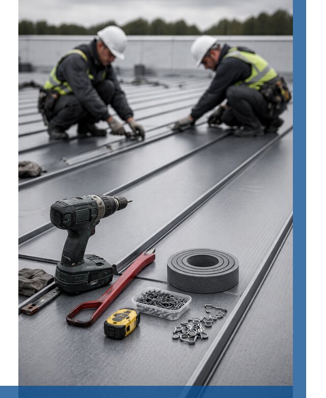 Монтаж фальцевой кровли в Богородицке от 1923 р. | ВЫСОТНИК-Бгд