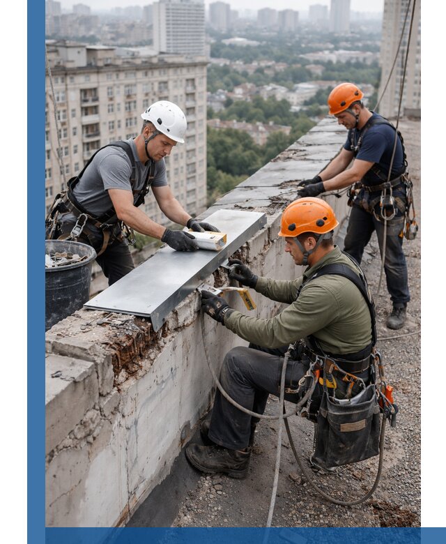 Ремонт парапета на кровле в Богородицке, высотные работы с гарантией