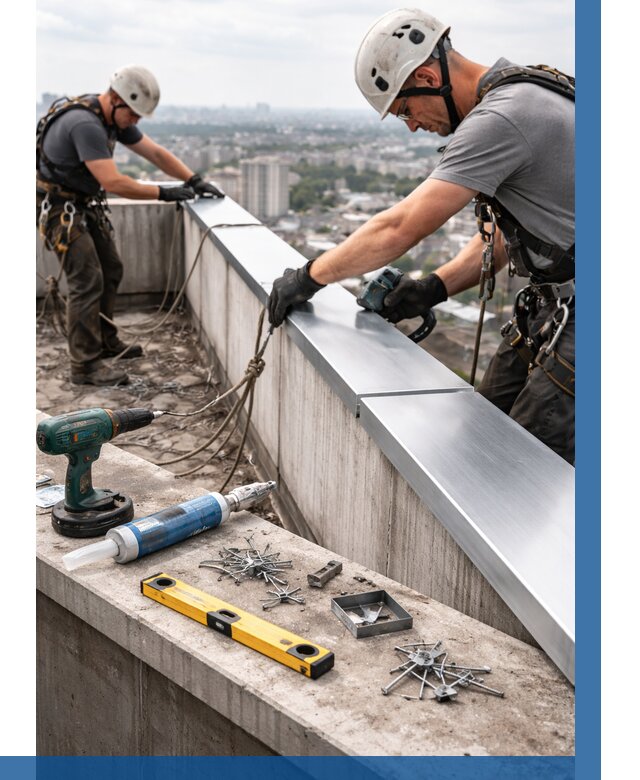 Монтаж парапетных крышек в Богородицке от 855 р. | ВЫСОТНИК-Бгд