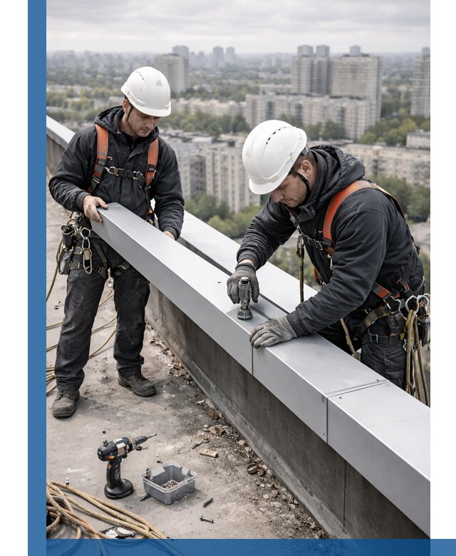 Монтаж парапетных крышек и ограждений кровли в Богородицке