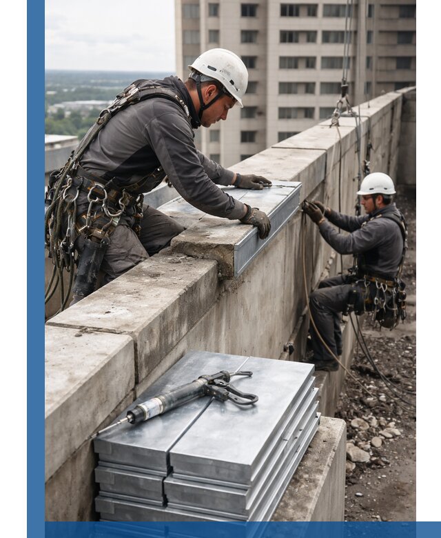 Замена парапетных крышек и установка новых в Богородицке