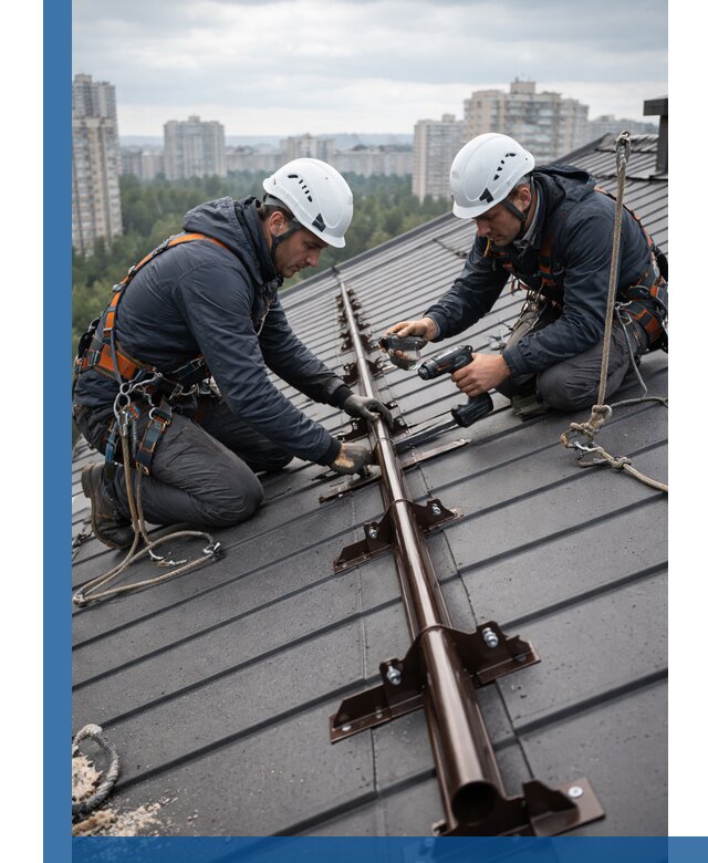 Монтаж снегозадержателей на кровле зданий в Богородицке под ключ