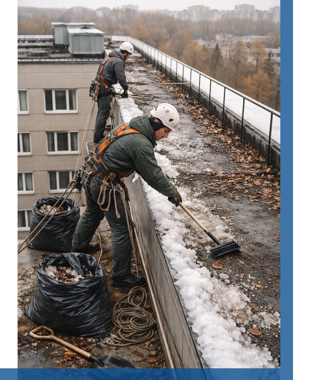 Очистка кровли по периметру в Богородицке от 588 р. | ВЫСОТНИК-Бгд