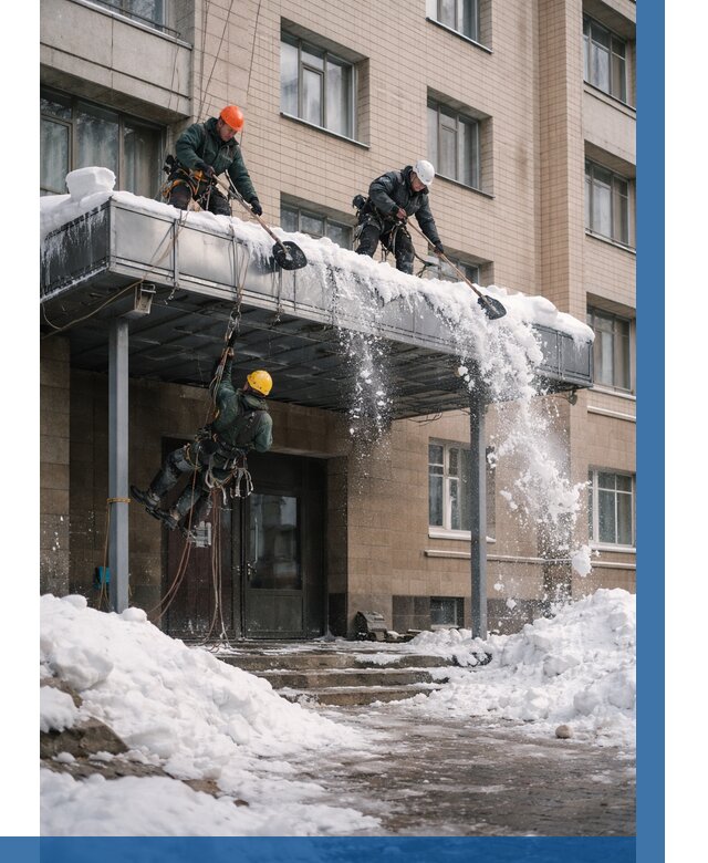 Очистка козырьков от снега в Богородицке от 3740 р. | ВЫСОТНИК-Бгд