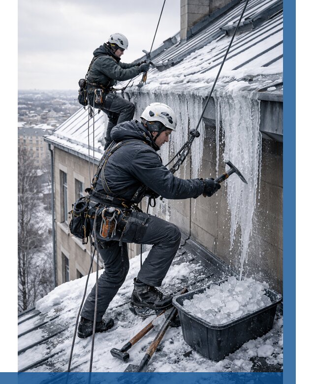 Удаление наледи с кровли в Богородицке от 5877 р. | ВЫСОТНИК-Бгд