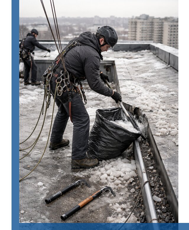 Аварийная очистка кровли в Богородицке от промальпинистов