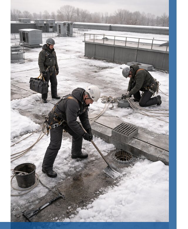 Абонентское обслуживание кровли зимой в Богородицке от 8549 р. | ВЫСОТНИК-Бгд