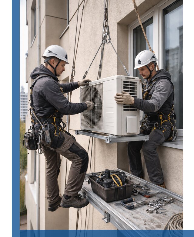 Перенос внешнего блока кондиционера в Богородицке с монтажом и крепежом