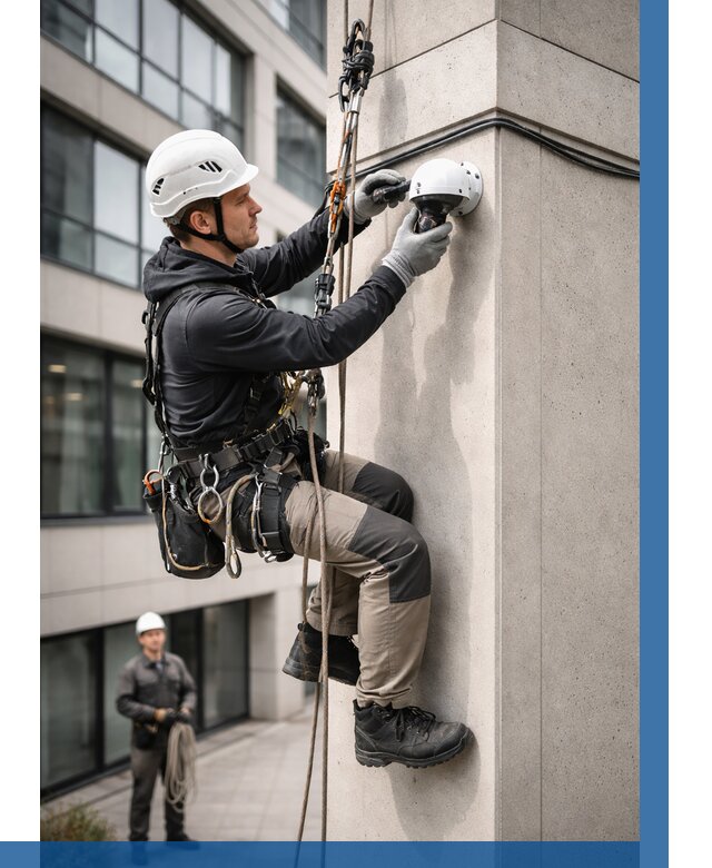 Монтаж камер видеонаблюдения на фасаде в Богородицке от 9083 р.-ВЫСОТНИК-Бгд