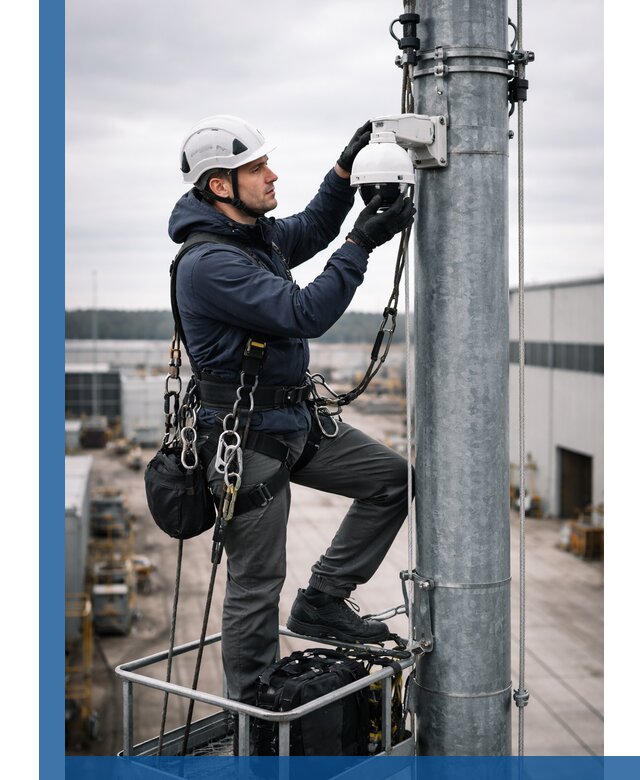Профессиональная установка видеокамер на мачте в Богородицке