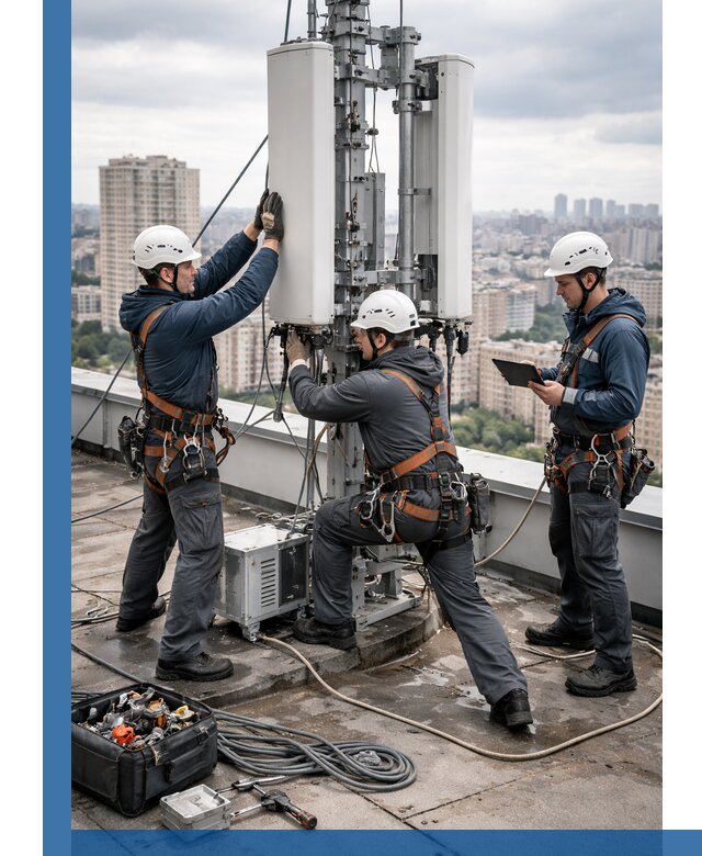 Монтаж антенн связи на крыше в Богородицке с вводом в эксплуатацию