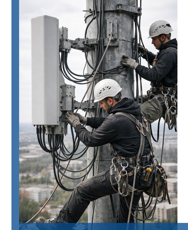 Монтаж оборудования связи на мачте в Богородицке с пусконаладкой