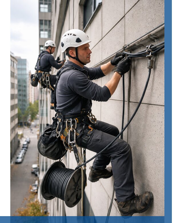 Прокладка кабеля по фасаду в Богородицке от 374 р. | ВЫСОТНИК-Бгд