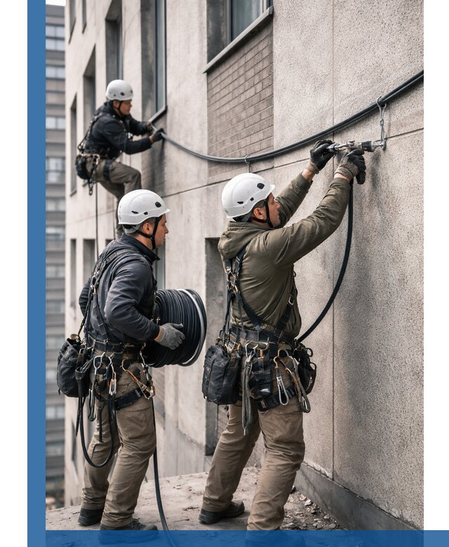 Прокладка кабеля по фасаду в Богородицке, профессиональный монтаж