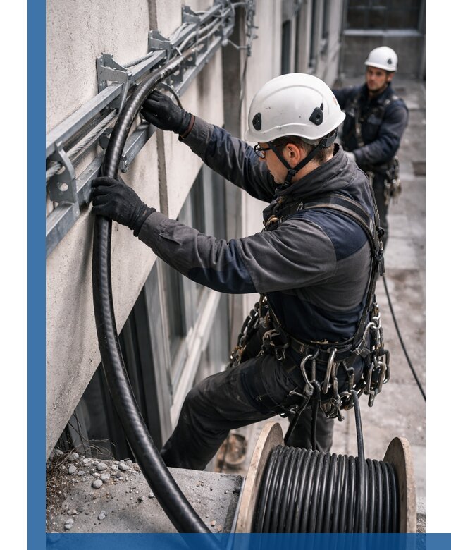 Протяжка кабеля питания на высоте в Богородицке с гарантией безопасности и качества