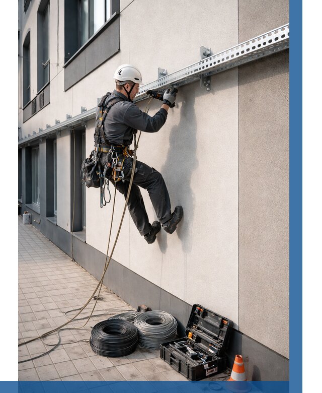 Монтаж кабельных лотков на фасаде в Богородицке от 1282 р. | ВЫСОТНИК-Бгд