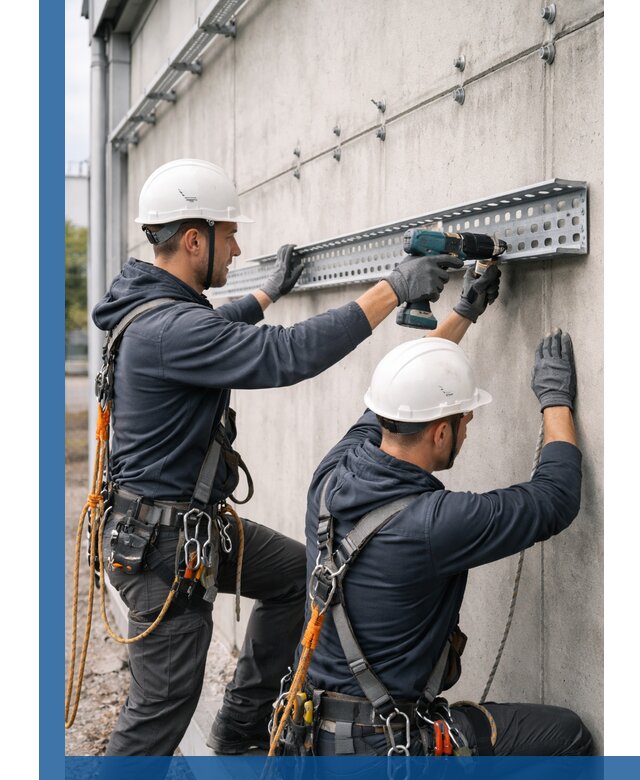 Монтаж кабельных лотков на фасаде зданий в Богородицке с гарантией