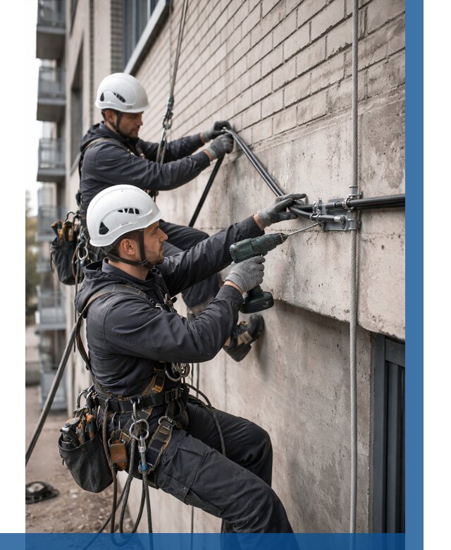 Крепление кабеля на фасаде в Богородицке от 374 р. | ВЫСОТНИК-Бгд