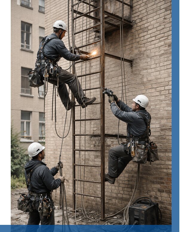 Ремонт пожарной лестницы в Богородицке от 8015 р. | ВЫСОТНИК-Бгд