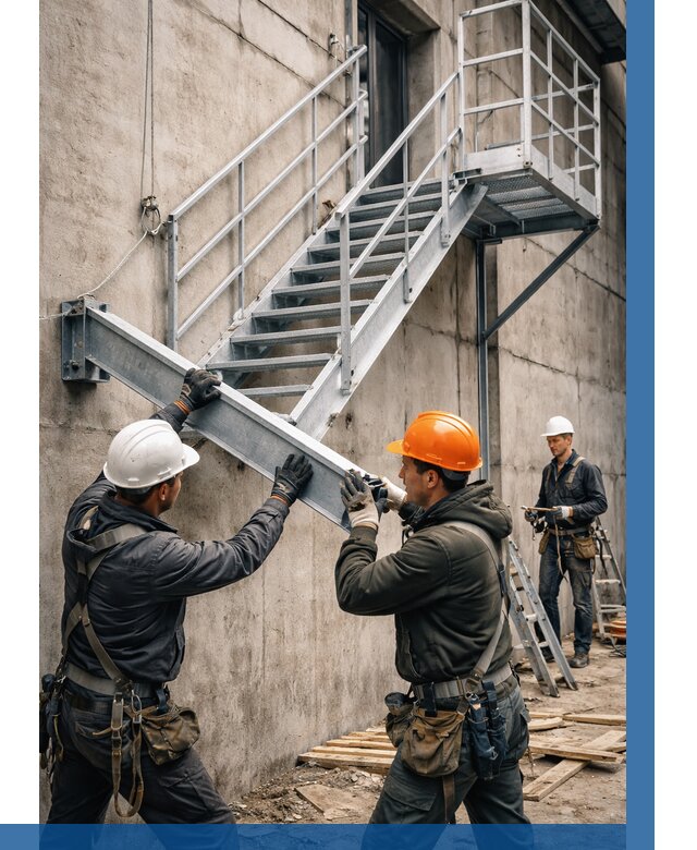 Монтаж металлических лестниц в Богородицке от 16029 р. | ВЫСОТНИК-Бгд