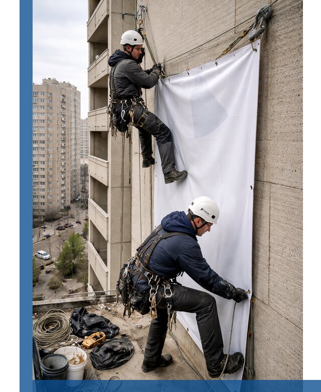 Профессиональный монтаж баннеров на фасаде в Богородицке