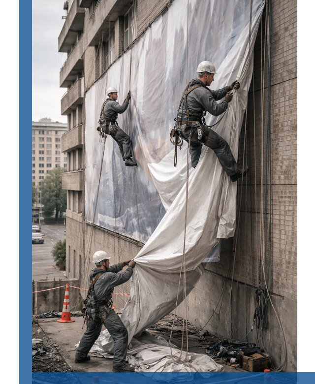 Демонтаж баннеров с фасада в Богородицке оперативно и безопасно