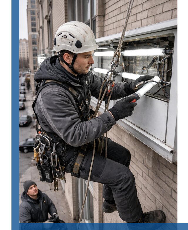 Профессиональная замена ламп в наружной вывеске в Богородицке