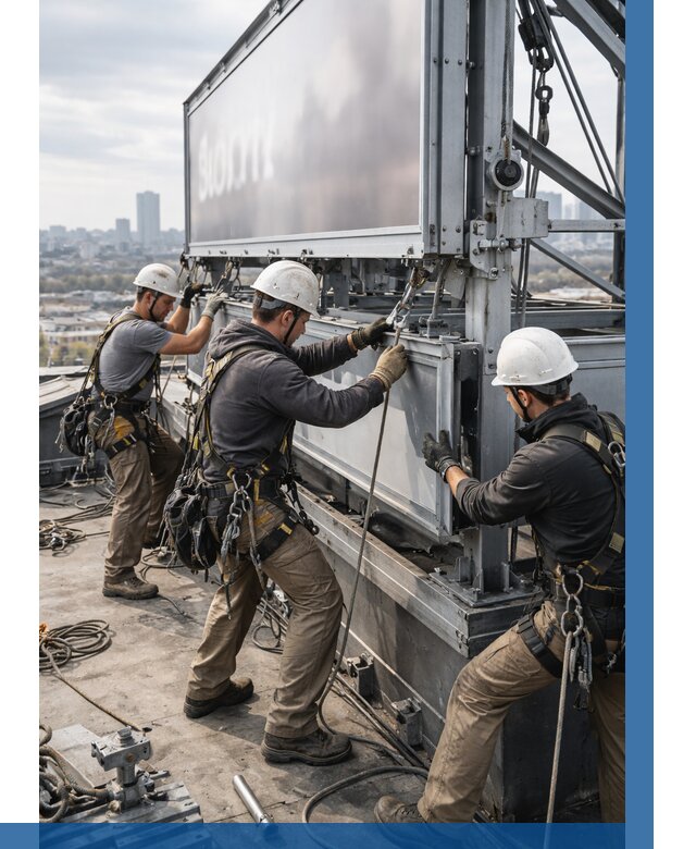 Монтаж крышной рекламной конструкции в Богородицке от 64116 р.|ВЫСОТНИК-Бгд