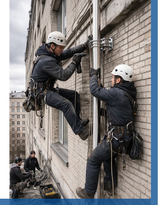 Монтаж флагштока на здании в Богородицке от 6946 р. | ВЫСОТНИК-Бгд